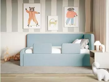 Selsey Fanko Kinderbett 90x200cm mit Rausfallschutz, Samt, hellblau