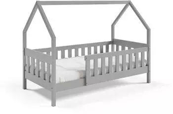 Masseno Bella Kinderbett mit Rausfallschutz, Holz, hellgrau, 80x190cm