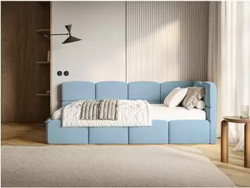 Selsey Cloudy Jugendbett 90x200cm, Samt, hellblau