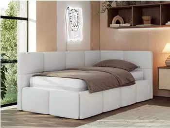 MKS Meble ARVO Jugendbett 90x200 mit Bettkasten, wei&szlig; Kunstleder (800001511999)