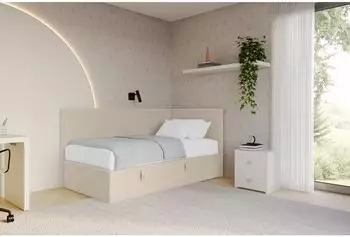 ALTDECOR Lovy Jugendbett Polsterbett mit Bettkasten 90x200cm dunkelbeige (800001608853)