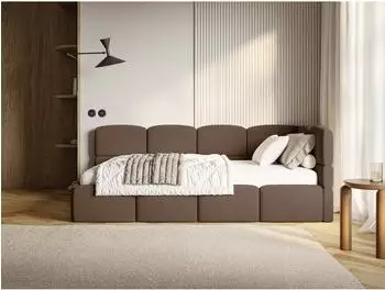 Selsey Cloudy Jugendbett 90x200cm, Samt, braun (Cloudy)