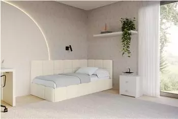 ALTDECOR Livy Polsterbett mit Bettkasten 100x200cm, beige (800001699509)