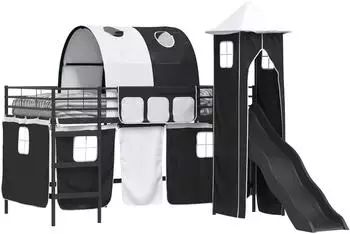 vidaXL Kinderhochbett 100x200cm Metall, schwarz (42020876)