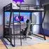 Stilvora Hochbett 140x200cm mit Schreibtisch, LED & USB-Steckdose, schwarz (QTEGZUY7FFGOIW1R)