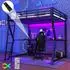 Stilvora Hochbett 140x200cm mit Schreibtisch, LED & USB-Steckdose, schwarz (QTEGZUY7FFGOIW1R)