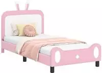 vidaXL Kinderbettgestell mit Kopfteil Rosa 90 x 200 cm PU