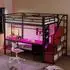 Stilvora Hochbett 140x200/90x200 mit Schreibtisch, LED & Stauraum, schwarz (QTEZPGGI98DUA5)