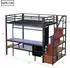 Stilvora Hochbett 140x200/90x200 mit Schreibtisch, LED & Stauraum, schwarz (QTEZPGGI98DUA5)