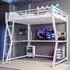 Stilvora Hochbett mit Schreibtisch, LED, USB & Treppe, 140x200cm, weiß (QTEA7ETOXJ0)