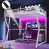 Stilvora Hochbett mit Schreibtisch, LED, USB & Treppe, 140x200cm, weiß (QTEA7ETOXJ0)