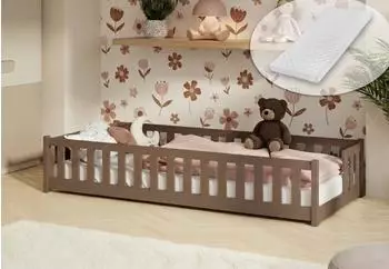 Kids Collective Bodenbett mit Rausfallschutz & Lattenrost, Montessori, Kinder (K9227)