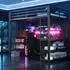 Stilvora Hochbett 140x200cm mit Schreibtisch, Lochwand, LED, Metall, schwarz