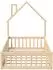 Stilvora Hausbett Schornstein-Design 90x200cm, Kiefernholz, natur, mit Lattenrost und Sicherheitsgitter