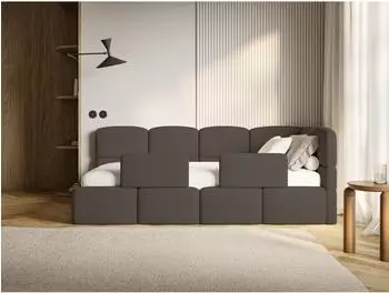 Selsey Cloudy Jugendbett 120x200cm, Bettkasten, Chenille, braun