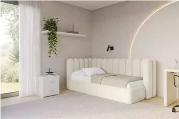 ALTDECOR HUGY Jugendbett mit Bettkasten und Matratze, 100x200cm, beige (Quelle 02)