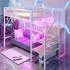 Stilvora Hochbett 90x200cm Metall weiß mit LED und Stauraumtreppe (QTEJFMYWQ5U8O)