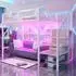 Stilvora Hochbett 90x200cm Metall weiß mit LED und Stauraumtreppe (QTEJFMYWQ5U8O)