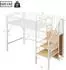 Stilvora Hochbett 90x200cm Metall weiß mit LED und Stauraumtreppe (QTEJFMYWQ5U8O)