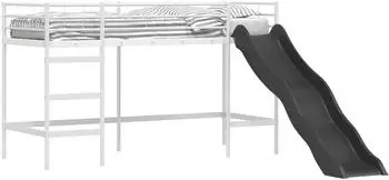 vidaXL Kinder-Loftbett mit Rutsche, wei&szlig;/anthrazit, 90x190cm (42020782)