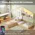 OKWISH Hausbett 90x200cm mit LED und Regal, Massivholz, natur