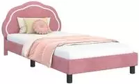 vidaXL Kinderbettgestell mit Kopfteil Rosa 90 x 190 cm Samt