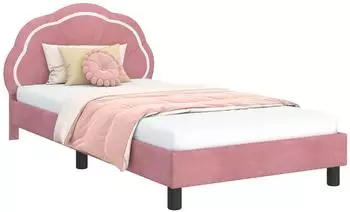 vidaXL Kinderbettgestell mit Kopfteil rosa 90x190cm, Samt (42010918)
