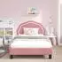 vidaXL Kinderbettgestell mit Kopfteil rosa 90x190cm, Samt (42010918)