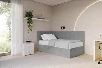 ALTDECOR LOVY Jugendbett mit Bettkasten, 80x200cm, grau (800001609010)
