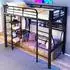 Stilvora Hochbett 90x200 Metall schwarz mit LED-Lichtleiste und Ablagefach