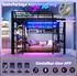 Stilvora Hochbett 90x200 Metall schwarz mit LED-Lichtleiste und Ablagefach