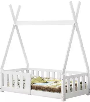 en.casa Kinderbett Helsingborg Tipi 70x140cm, Kiefer, wei&szlig; (Helsingborg)