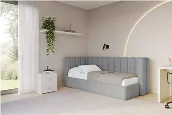 ALTDECOR HUGY Jugendbett mit Bettkasten und Matratze, 80x200cm, grau (800001859367)