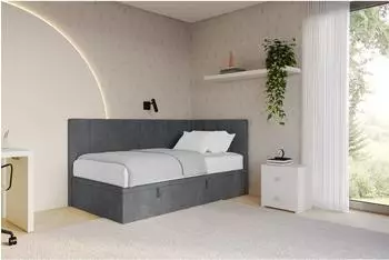 ALTDECOR Lovy Jugendbett mit Bettkasten 100x200cm dunkelgrau (800001609161)