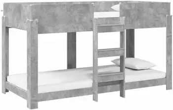 vidaXL Etagenbett Kinder, Holzwerkstoff, betongrau, 90x190cm (3410534)