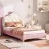 Stilvora Kinderbett Wellenform-Kopfteil, LED, 90x200cm, rosa (KABDR5VAR59G)
