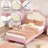 Stilvora Kinderbett Wellenform-Kopfteil, LED, 90x200cm, rosa (KABDR5VAR59G)