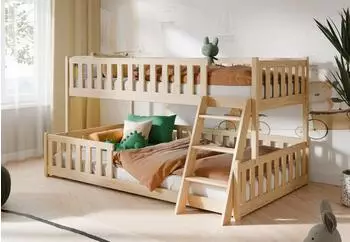 Kids Collective Etagenbett 90x200/120x200 Kiefer natur, mit Leiter & Lattenrost
