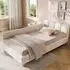 Stilvora Kinderbett 90x200 gepolstert, Samt, beige, Rausfallschutz
