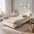 Stilvora Kinderbett 90x200 gepolstert, Samt, beige, Rausfallschutz
