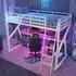 Stilvora Hochbett 90x200 mit Schreibtisch, Treppe & LED, Metall/MDF, weiß (QTER1QRGC7L2D12)