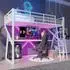 Stilvora Hochbett 90x200 mit Schreibtisch, Treppe & LED, Metall/MDF, weiß (QTER1QRGC7L2D12)