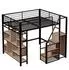 Stilvora Hochbett 140x200cm mit Stauraumtreppe, schwarz, Metall (QTEWU7BER70NQ)