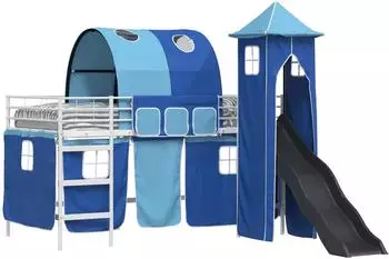 vidaXL Kinder-Etagenbett 90x200cm Metall, weiß/blau (42020902)