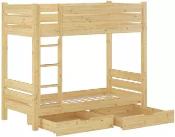 Erst-Holz Etagenbett Kiefer natur, teilbar, 80x190cm (V-60.16-08-190T100)