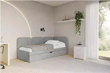 ALTDECOR Alvy Jugendbett mit Bettkasten und Matratze, 90x200cm, grau (800001940940)
