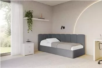 ALTDECOR DEXY Jugendbett mit Bettkasten 90x200, dunkelgrau (Poso 115)