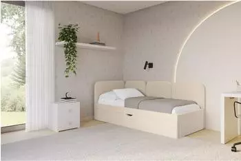 ALTDECOR Alvy Jugendbett mit Bettkasten und Lattenrost, 80x200, dunkelbeige (800001940892)
