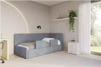 ALTDECOR NORY Jugendbett mit Bettkasten, 90x200cm, grau (800001941805)