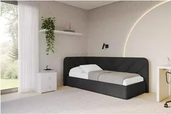 ALTDECOR FIKY Jugendbett mit Bettkasten und Lattenrost, 80x200, schwarz (Casablanca 2316)